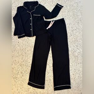 Stars Above Beautifully Soft LS Black Pajama Shirt & Pants Set, with Light Pink